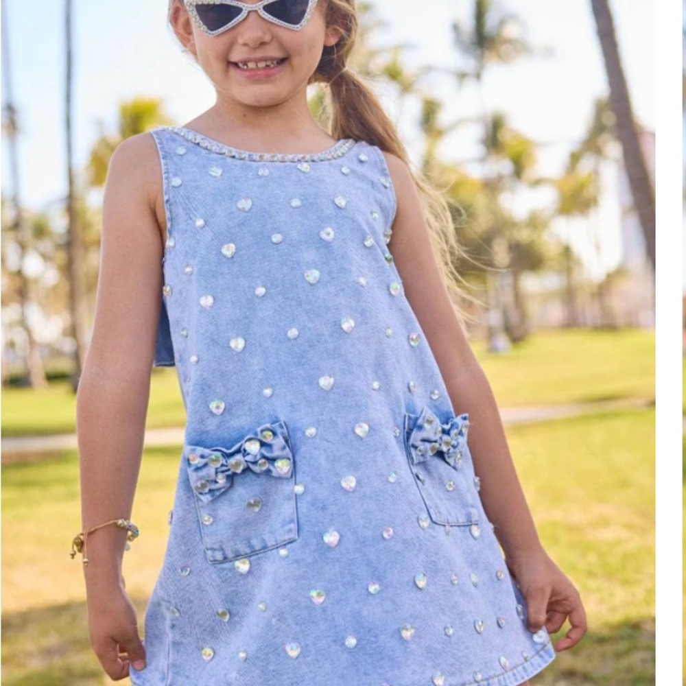 Lola + The Boys Denim Dress with Crystal Accents